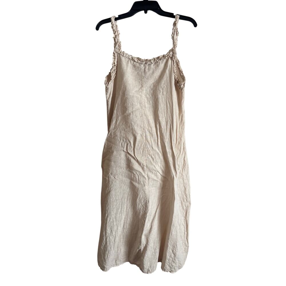 Francesca Bettini Italy 100% Linen Midi Tank Dress Tan Natural Medium NWT - Picture 5 of 6